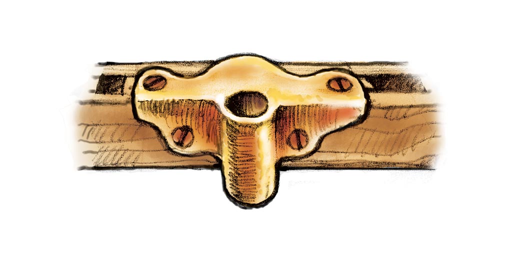 Color illustration of an angle-mount oarlock socket.