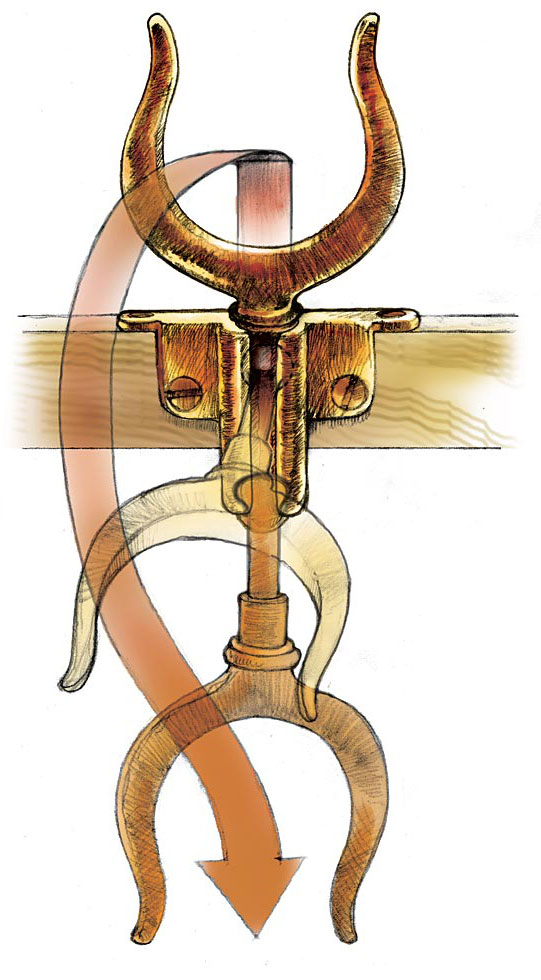 Color illustration of a Davis oarlock design.