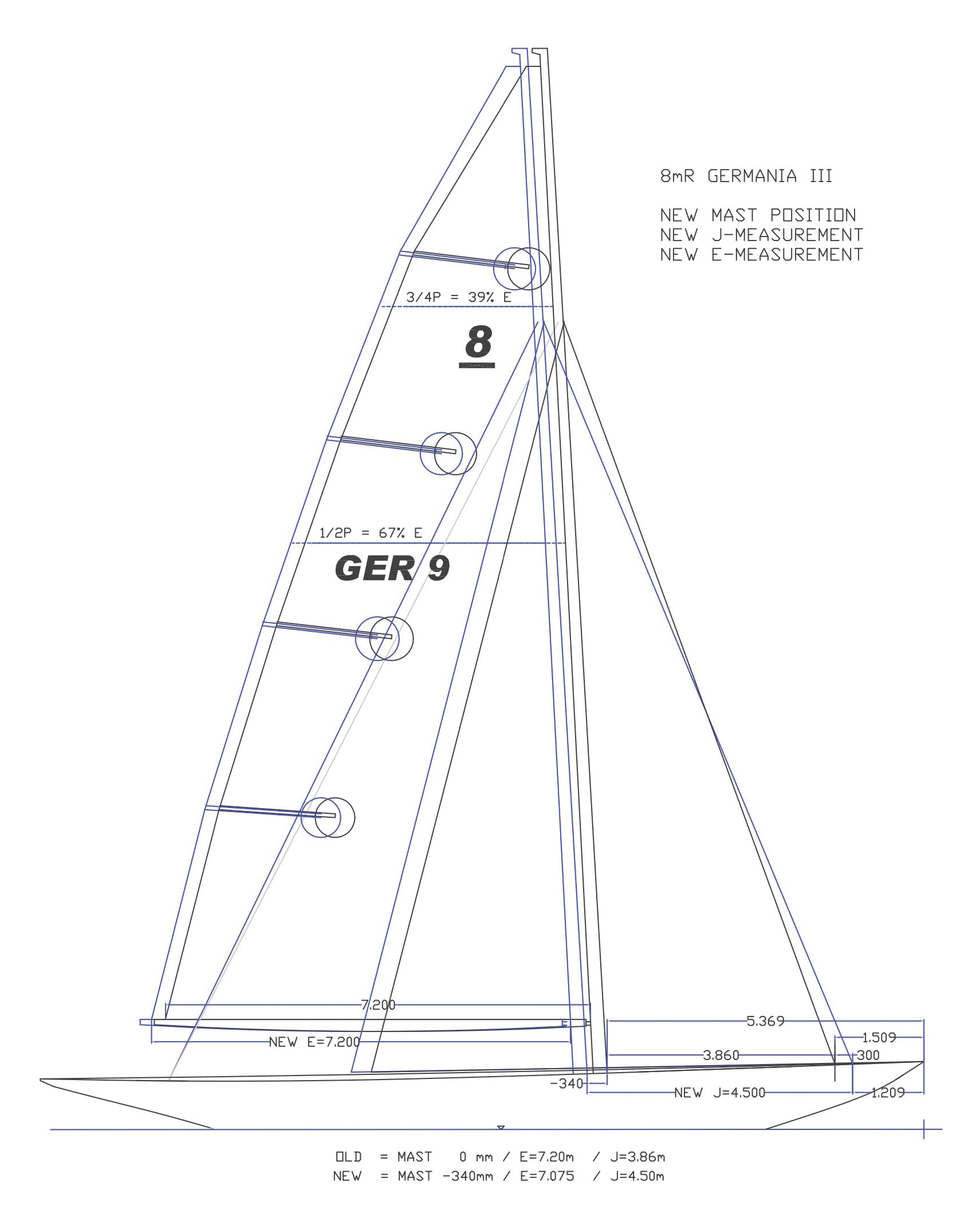 Line drawing for the GERMANIA III.