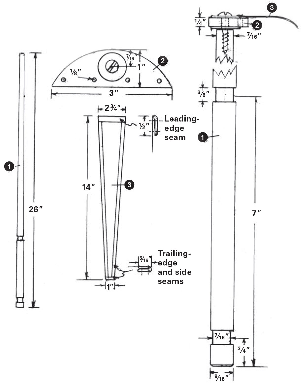 Drawing for masthead wind pennant.