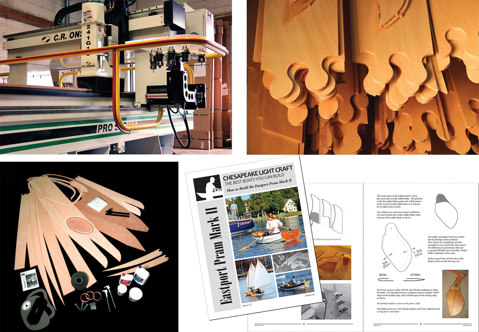 A high-end three-axis machine, kit components, puzzle-form scarf jointsand instruction manual.