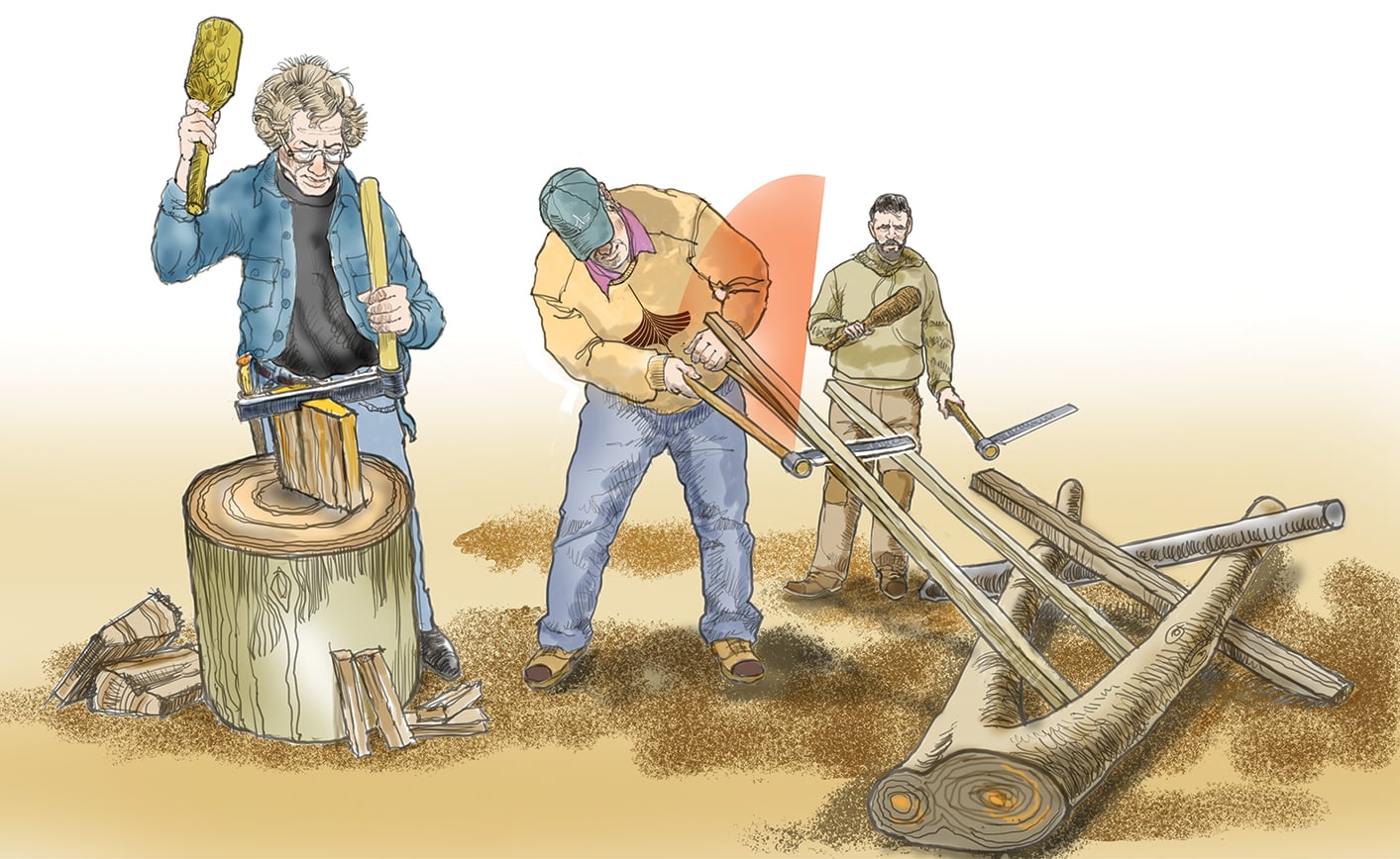 The froe is a kind of sideways hatchet.
