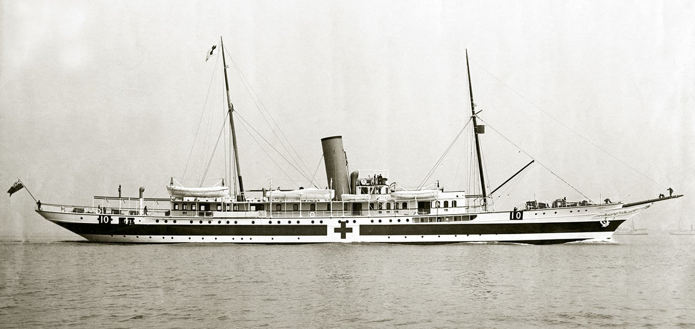 The Watson-designed LIBERTY painted for use as a hospital ship during WWI.