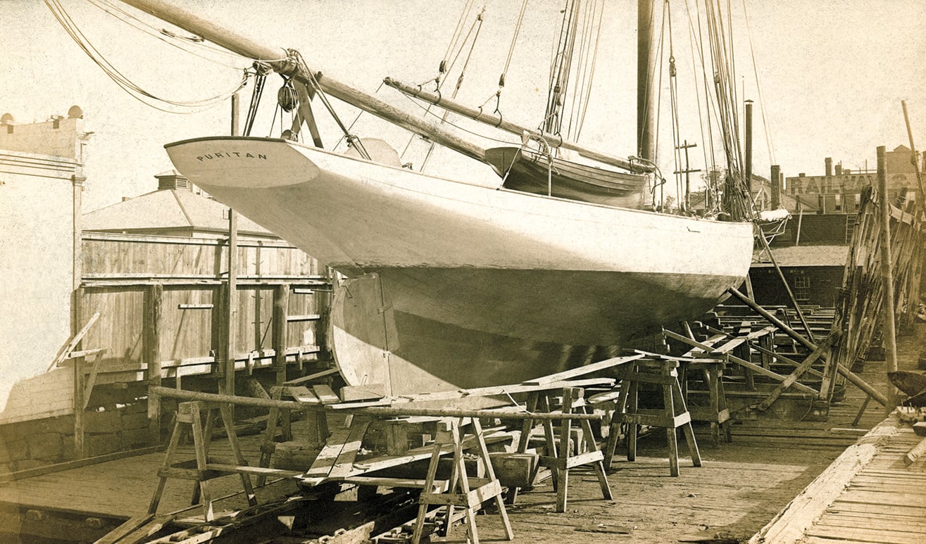 The Burgess-designed 1885 American defender PURITAN.