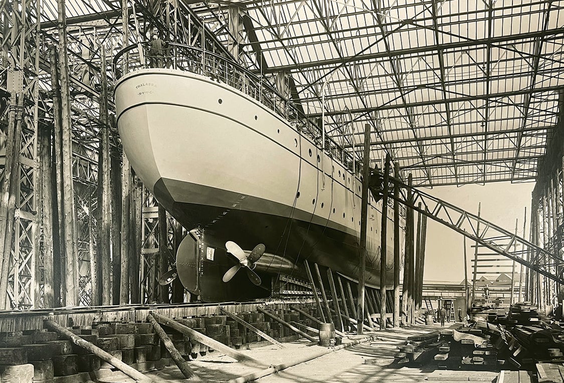 This 1923 image shows THALASSA under construction.