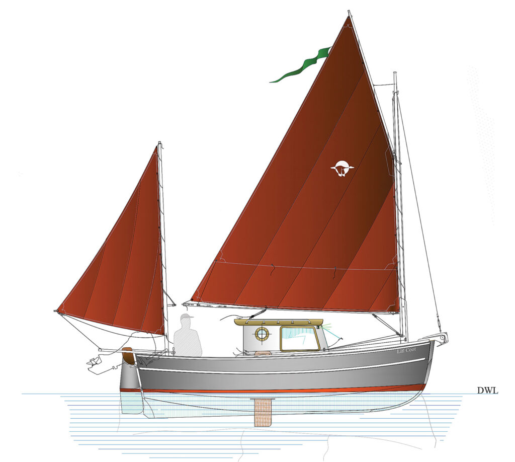 The compact Litl Coot, a true 50/50 motorsailer.