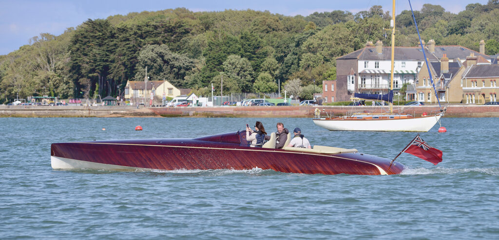 In displacement mode, the foiler looks like a rather elegant launch.