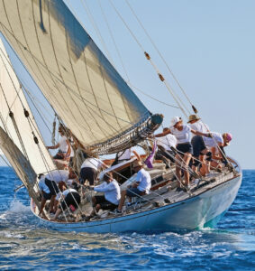 MARISKA’s crew handles sail.